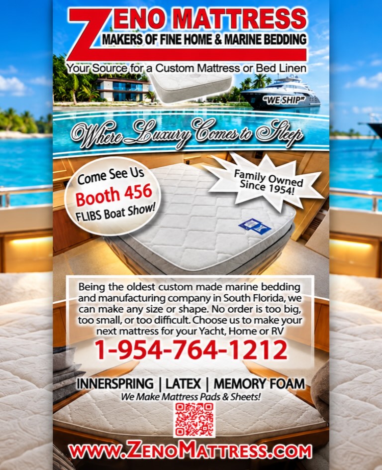 Four generations of craftsmanship, custom comfort since 1954. 🛥️🛏️ From your yacht to your home, we make mattresses and bedding to fit your space perfectly.

Come see the Zeno family at Booth 456 at the Fort Lauderdale International Boat Show! @flibsofficial 

📞 954-764-1212
🌐 ZenoMattress.com

#ZenoMattress #FLIBS #CustomMattresses #MarineBedding #FamilyOwned